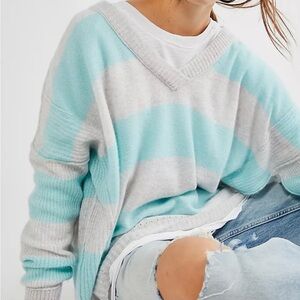 FREE PEOPLE THINK OF YOU STRIP CASHMERE TUNIC